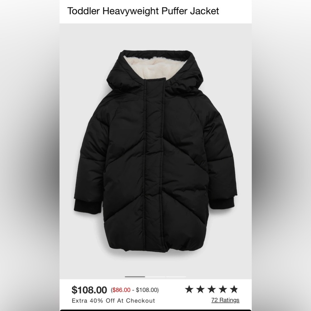 Toddler heavyweight winter jacket with fur